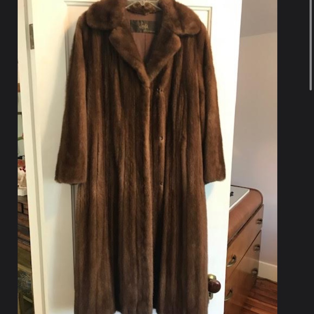 Brown Mid Length Fur Coat
